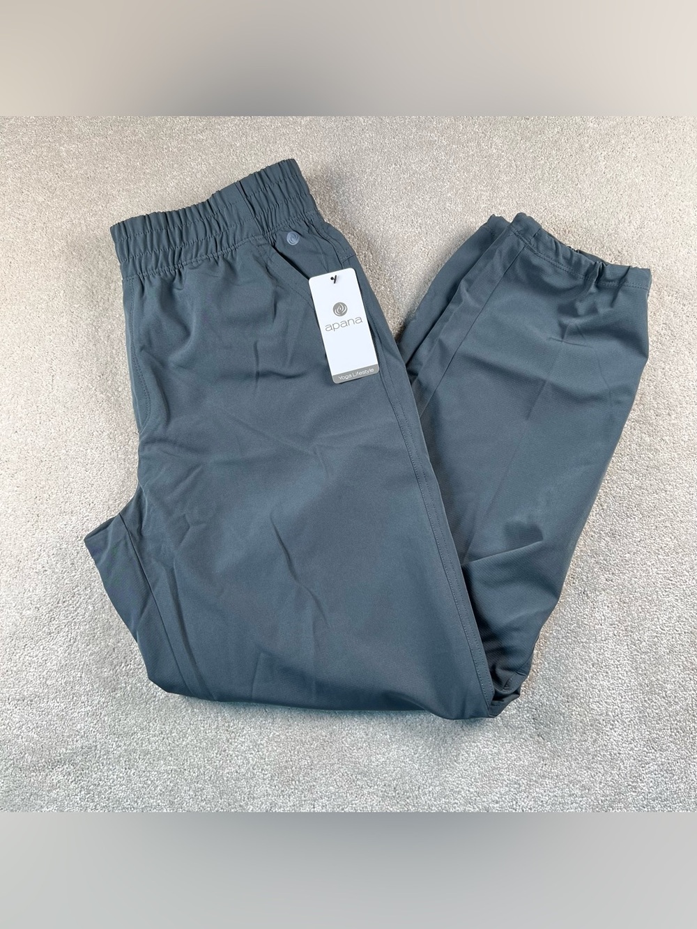 Apana Pants Yoga Jogger Grey NWT Athleisure Workout Casual Pull On Women's Med